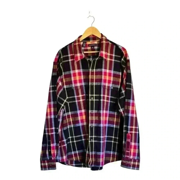 Lands’ End Men’s Button Down Plaid Cotton Flannel Shirt XXL (18-18 1/2) - Picture 2 of 7